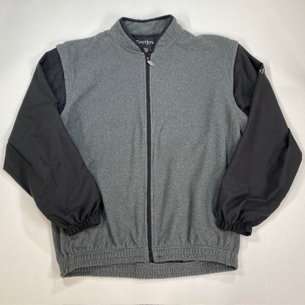 FootJoy‎ Mens L Gray Fleece Convertible Golf Jacket Removable Sleeves Full Zip